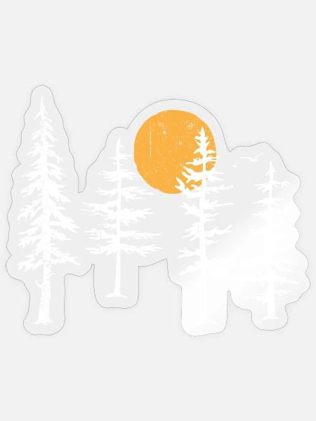 Ruhige Waldsilhouette mit Sonnenuntergang - Sticker Größe S (10 x 10 cm) - Transparent glänzend