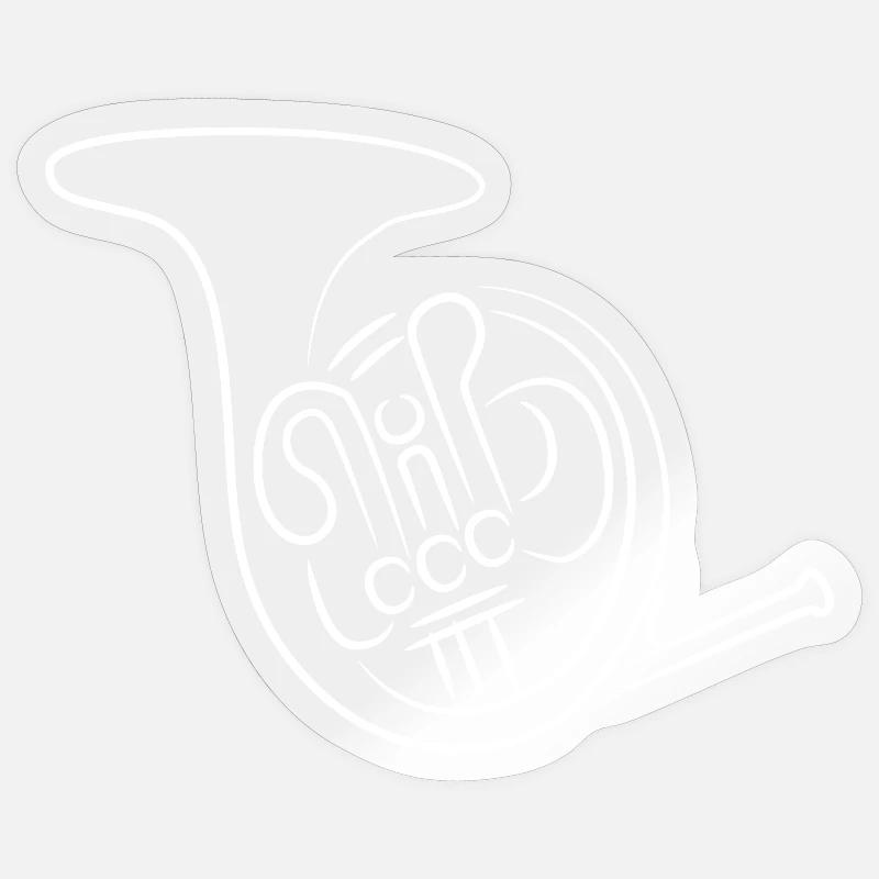 French horn sketch - Sticker size S (10 x 10 cm) - transparent glossy