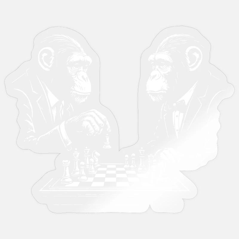 two monkeys play chess - Sticker size S (10 x 10 cm) - transparent glossy