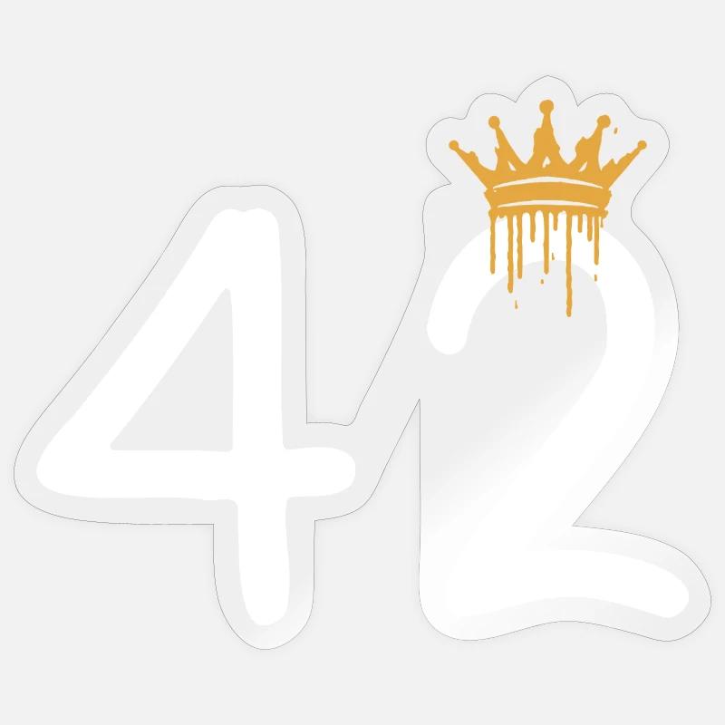 Graffiti numéro 42 avec couronne - Sticker taille S (10 x 10 cm) - brillant transparent