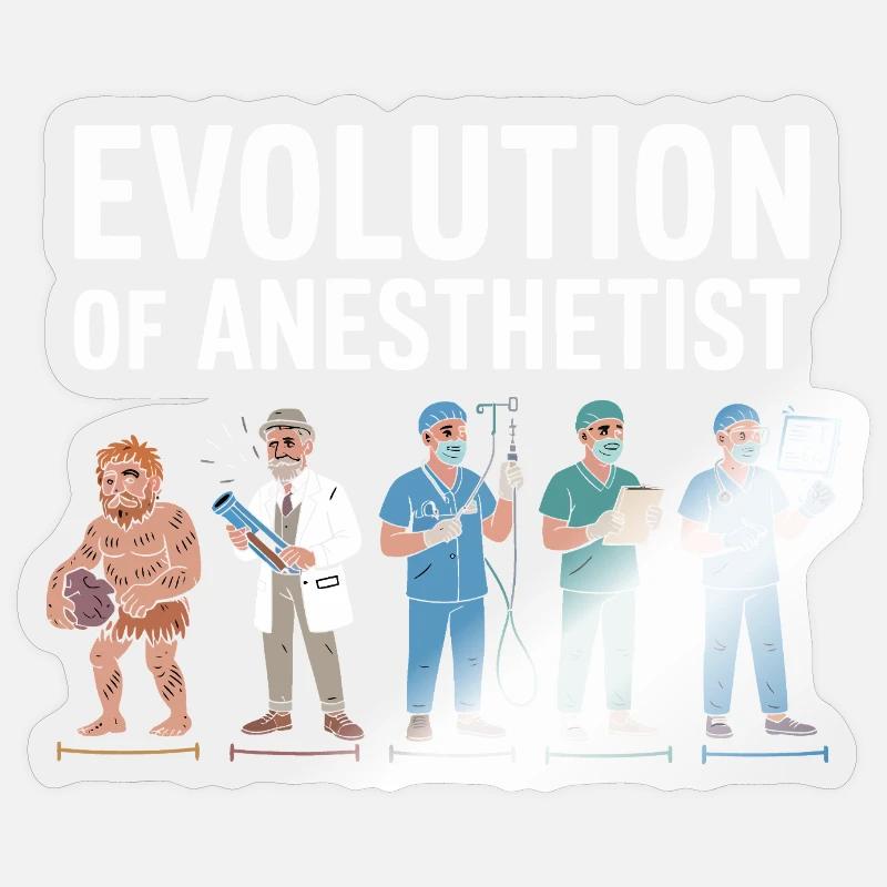 Evolution der Anästhesisten Illustration Sticker Größe S (10 x 10 cm)