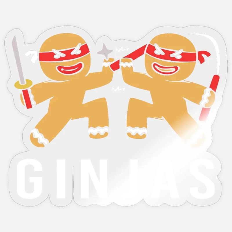 Gingerbread Christmas Ninja Gingerbread Man - Sticker size S (10 x 10 cm) - transparent glossy