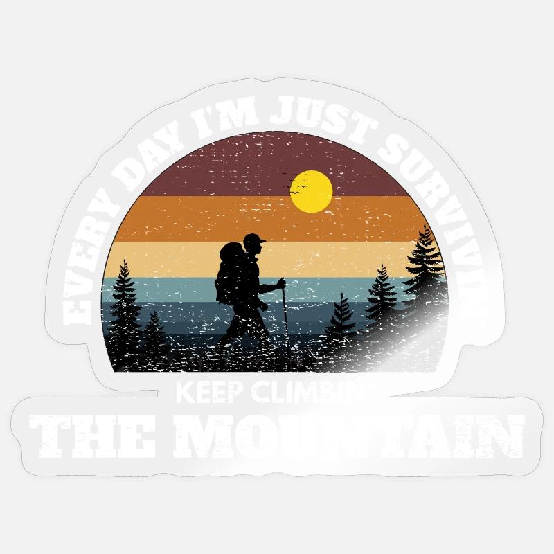 Keep Climbing The Mountain – Grunge Mountain Edit - Sticker size S (10 x 10 cm) - transparent glossy