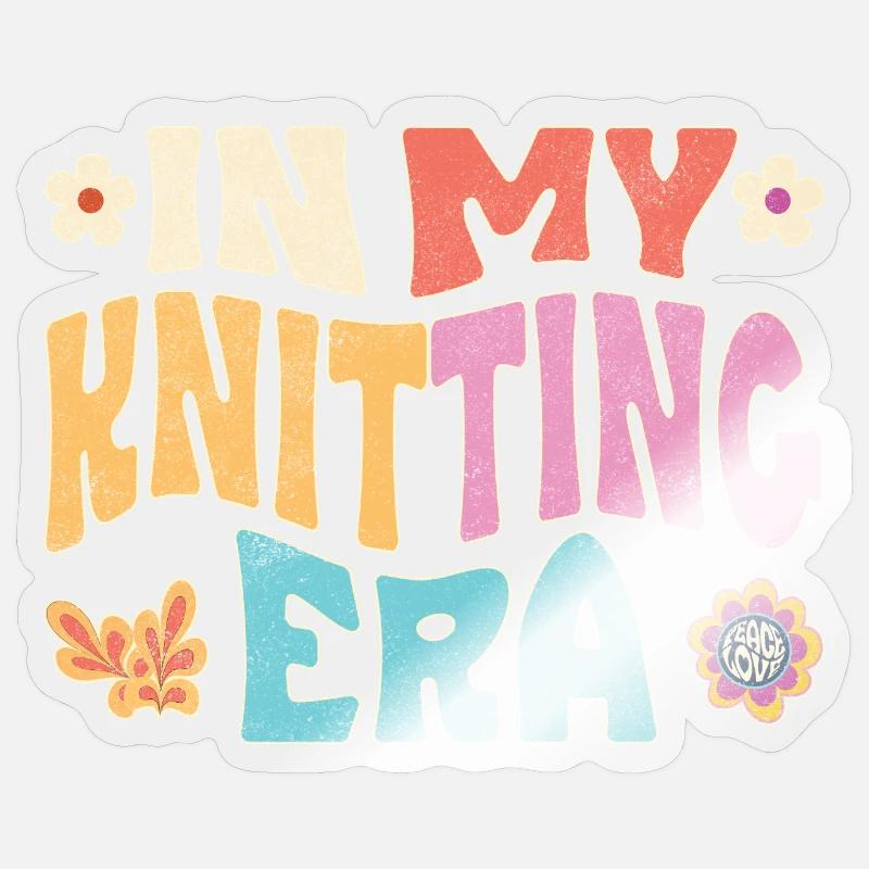 À l’époque du tricot - Sticker taille S (10 x 10 cm) - brillant transparent