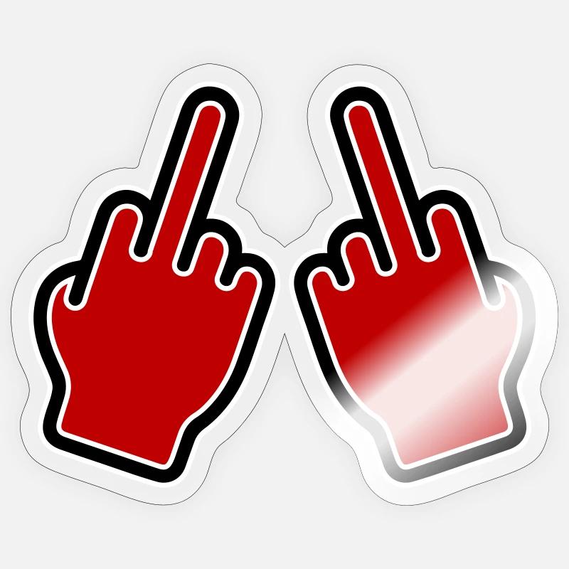 Mittelfinger Zeichen Hand - Sticker Größe S (10 x 10 cm) - Transparent glänzend
