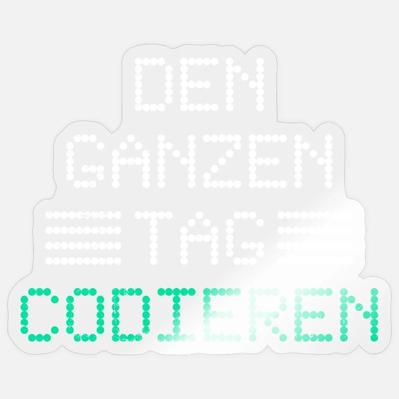 Nerd Computer CODING ALL DAY FUNNY Sticker size S (10 x 10 cm)