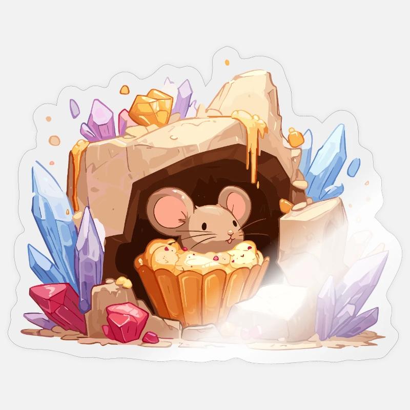 Crystal Cave Mouse Cake - Sticker size S (10 x 10 cm) - transparent glossy