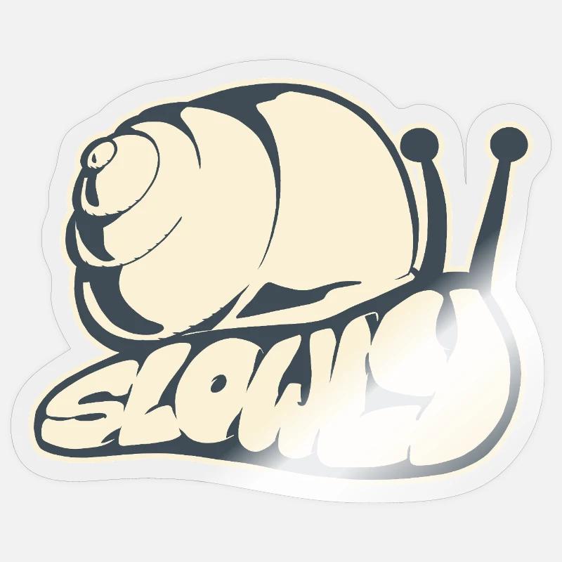 Langsam, gezeichnetes Wort (V2) - Sticker Größe S (10 x 10 cm) - Transparent glänzend