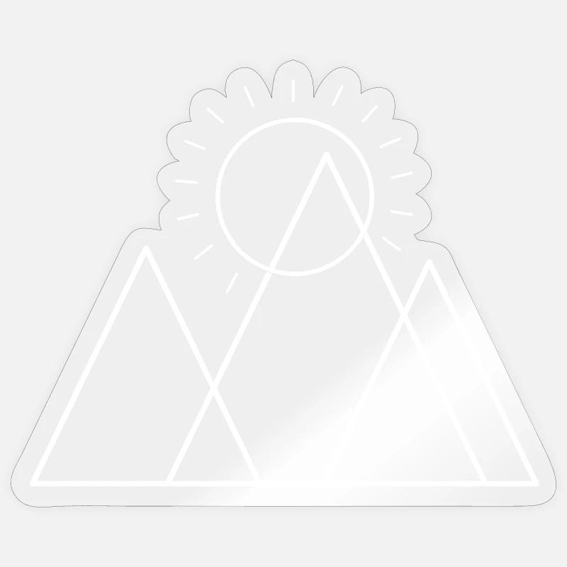 Berge, Sonne. - Sticker Größe S (10 x 10 cm) - Transparent glänzend