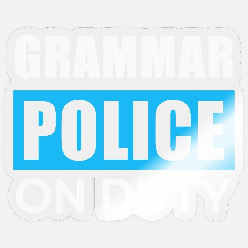 Grammatikpolizei im Einsatz Sticker Größe S (10 x 10 cm)