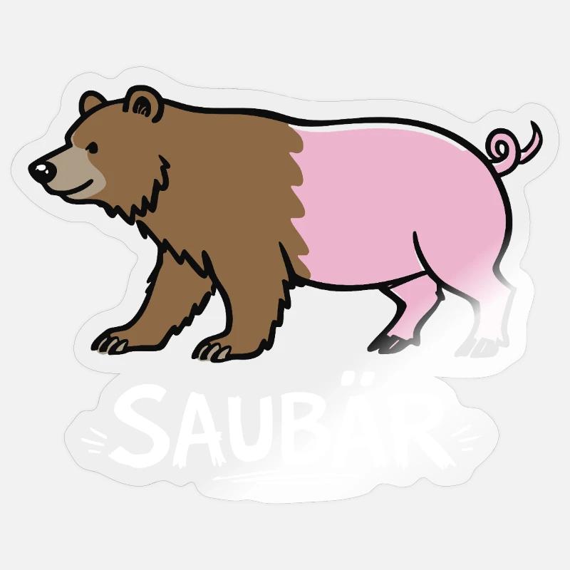 Cochon Ours – Jeu de mots drôles Conception animale Sticker taille S (10 x 10 cm)