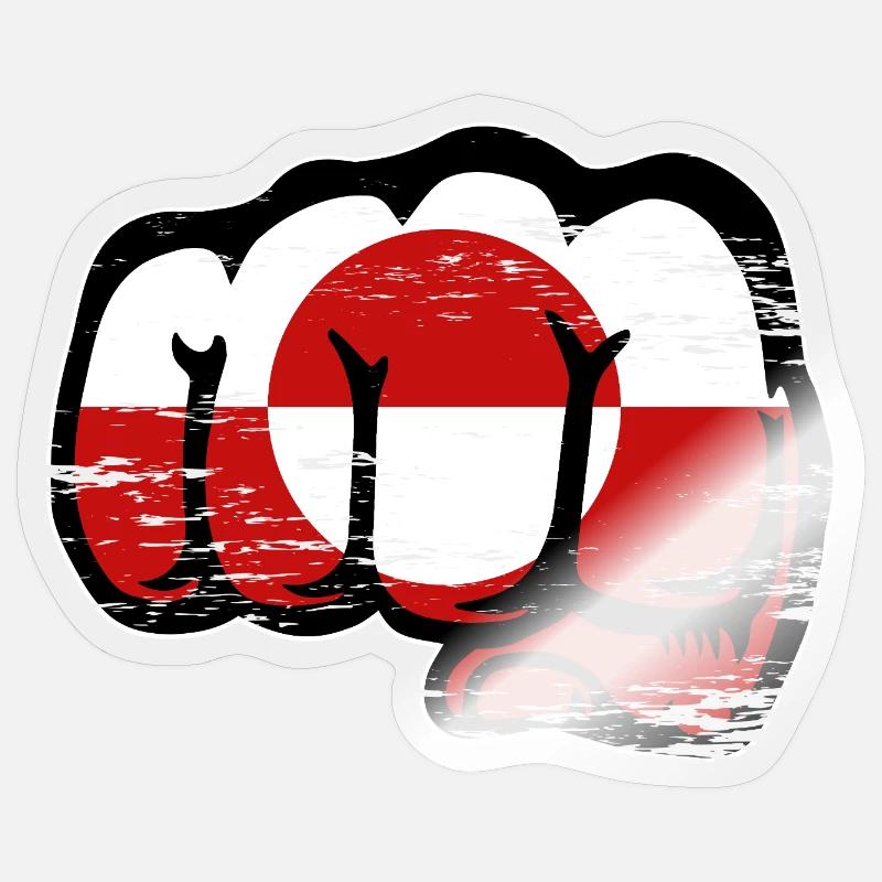 Poing du drapeau du Groenland utilisé - Sticker taille S (10 x 10 cm) - brillant transparent