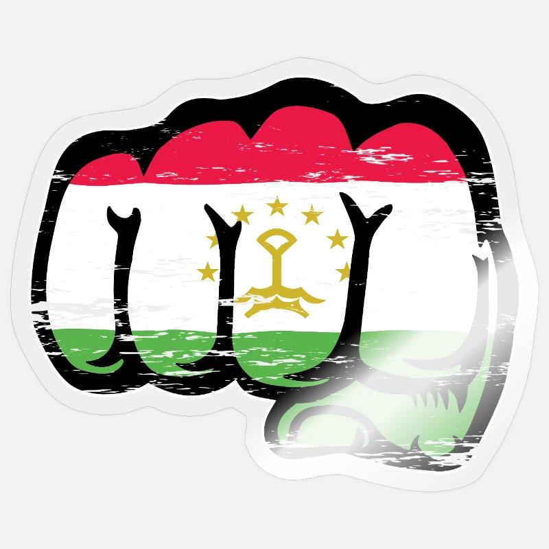 Tadschikistan_Flagge_Faust_used - Sticker Größe S (10 x 10 cm) - Transparent glänzend