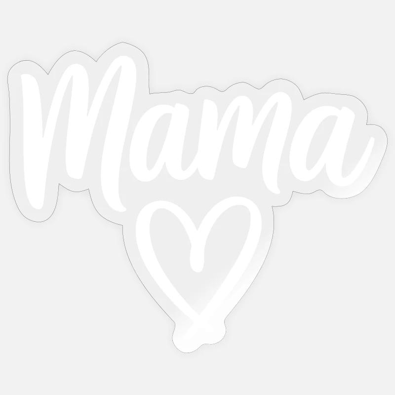 Mama Heart Skript Handgeschriebene Liebe - Sticker Größe S (10 x 10 cm) - Transparent glänzend