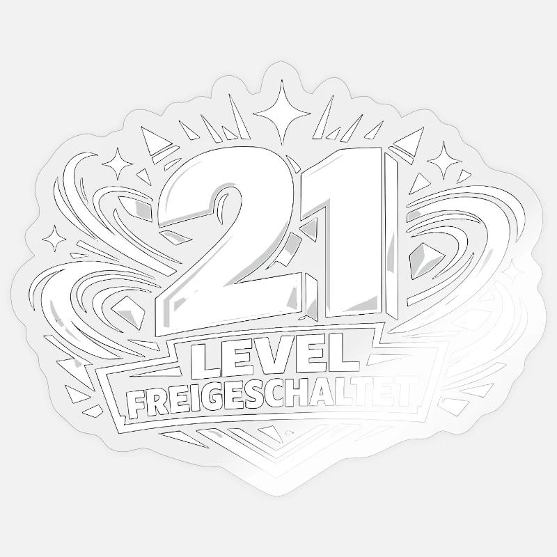 21 niveaux débloqués - Sticker taille S (10 x 10 cm) - brillant transparent