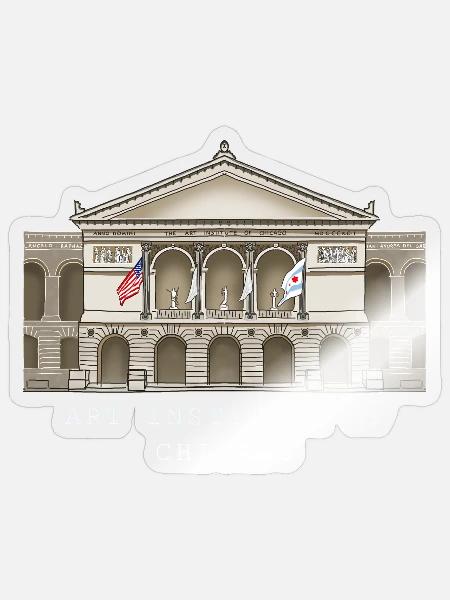Chicago, handgezeichnetes Kunstmuseum - Sticker Größe S (10 x 10 cm) - Transparent glänzend