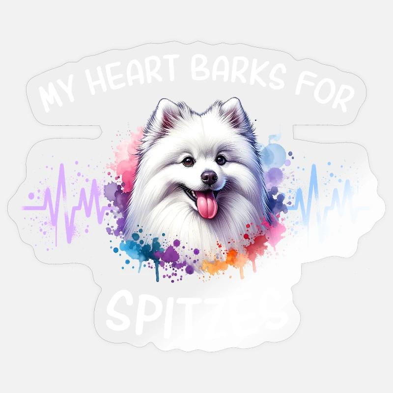 Ligne Cœur Spitz - Sticker taille S (10 x 10 cm) - brillant transparent