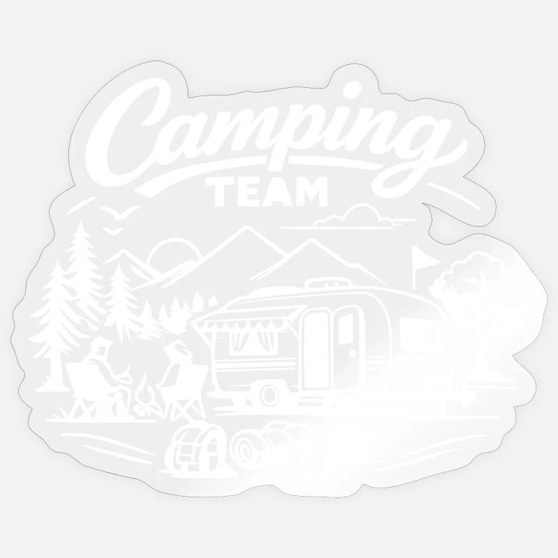 L’équipe du camping - Sticker taille S (10 x 10 cm) - brillant transparent