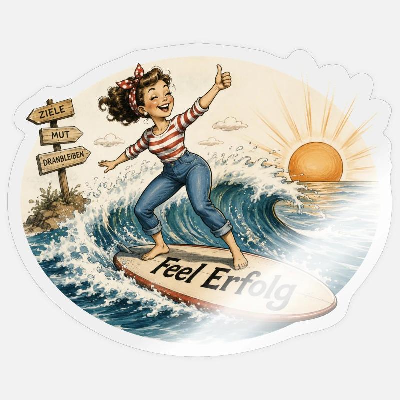 Feel Erfolg – Positivity im Retro Style - Sticker Größe S (10 x 10 cm) - Transparent glänzend