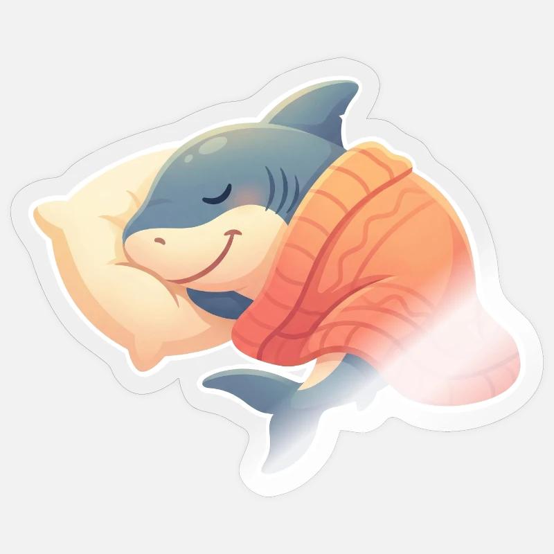 Shark Sleeping - Sticker size S (10 x 10 cm) - transparent glossy
