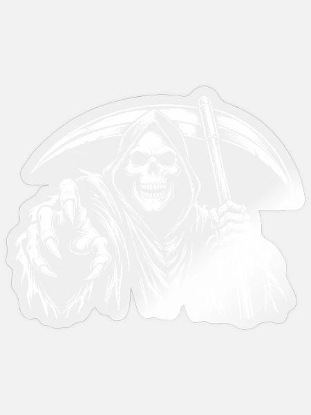 Halloween Skelett Sensenmann - Sticker Größe S (10 x 10 cm) - Transparent glänzend