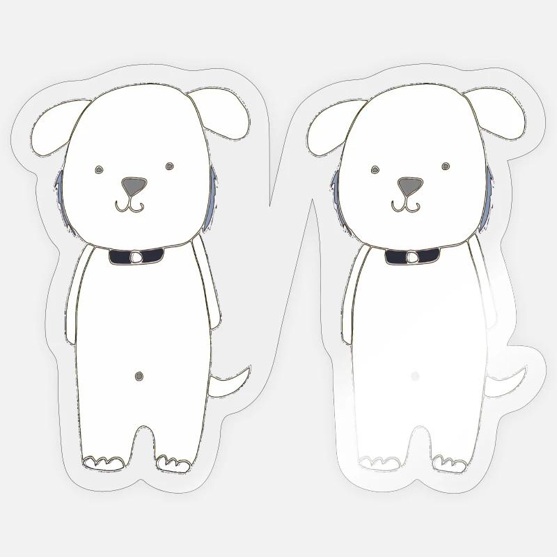 frères chiens - Sticker taille S (10 x 10 cm) - brillant transparent