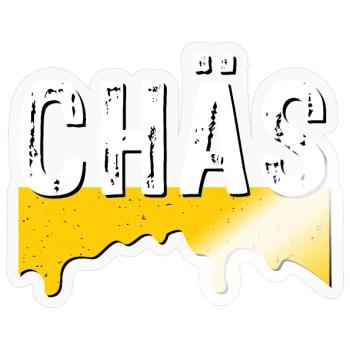 Chäs (SWISS CHEESE) - Sticker Größe S (10 x 10 cm) - Transparent glänzend - Vorne