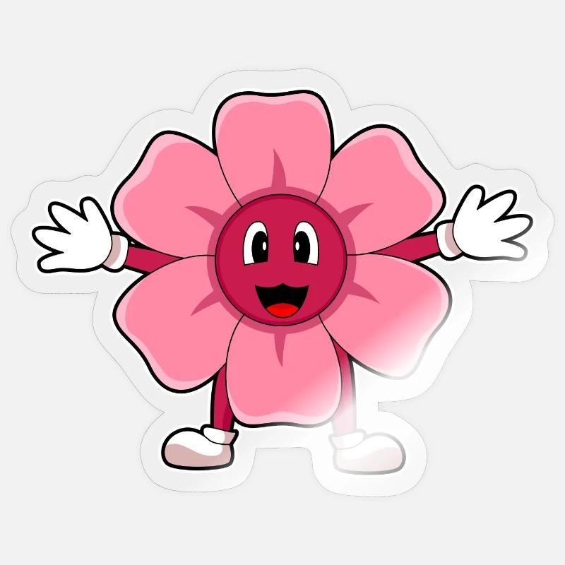 Pinke Blume - Sticker Größe S (10 x 10 cm) - Transparent glänzend