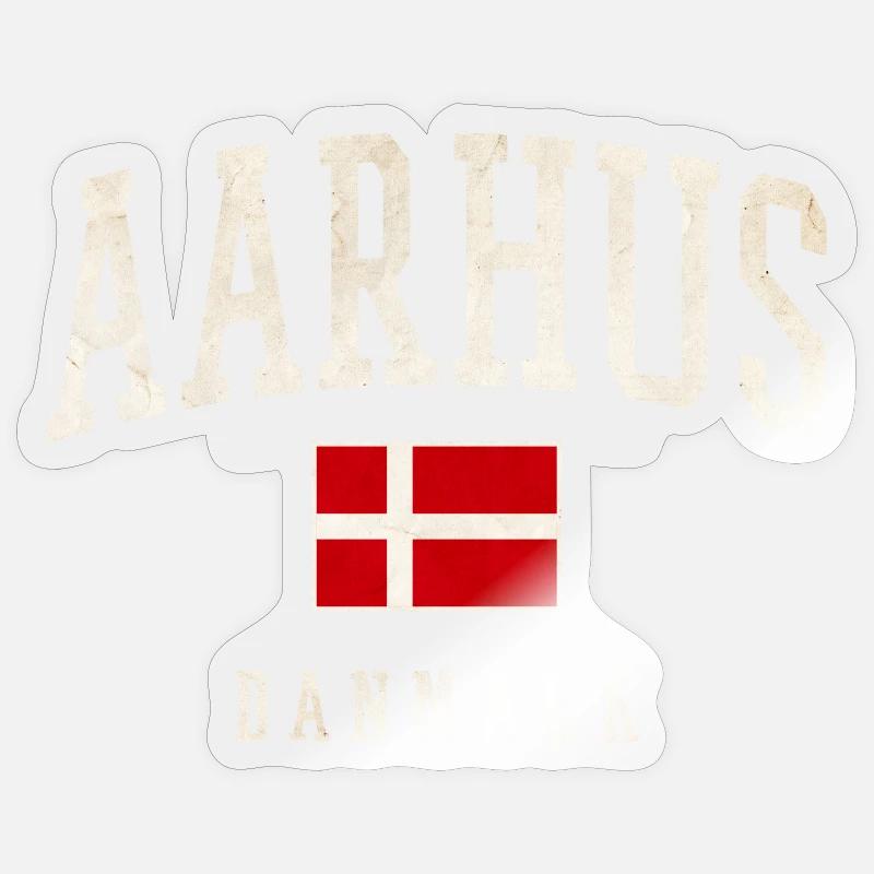 Aarhus Danmark Flag - Sticker size S (10 x 10 cm) - transparent glossy