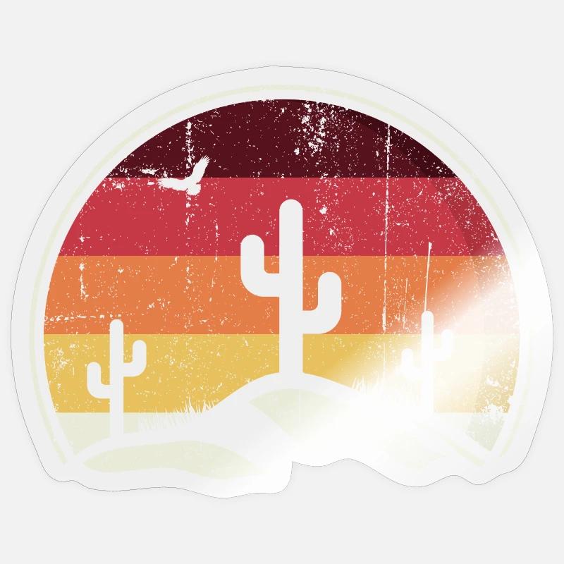 Desert Sunset Cacti Circle - Sticker size S (10 x 10 cm) - transparent glossy