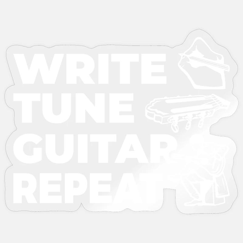 Write Tune Guitar Repeat - Sticker Größe S (10 x 10 cm) - Transparent glänzend