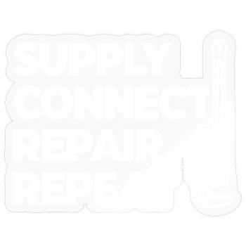Approvisionnement, raccordement, réparation, plomberie - Sticker taille S (10 x 10 cm) - brillant transparent - Devant