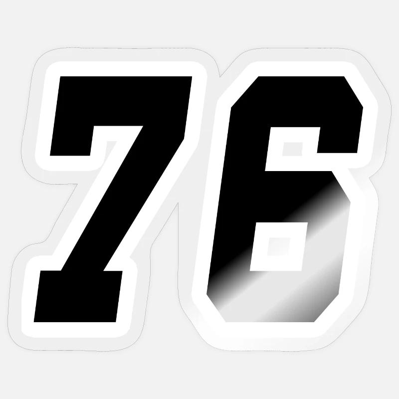 Nummer sechsundsiebzig 76 - Sticker Größe S (10 x 10 cm) - Transparent glänzend