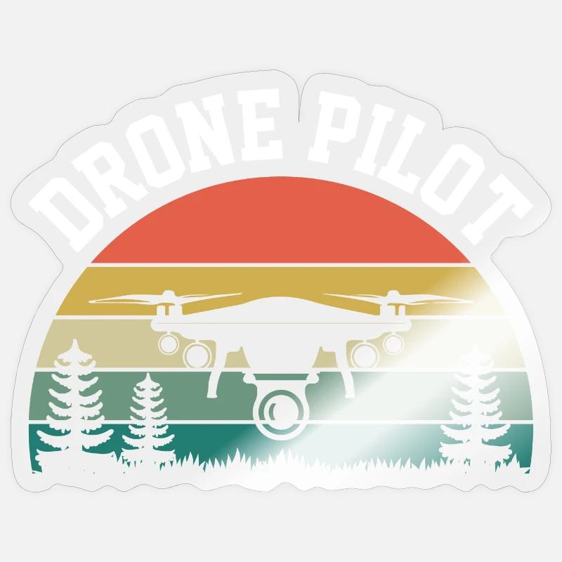 Pilote de drone - Sticker taille S (10 x 10 cm) - brillant transparent