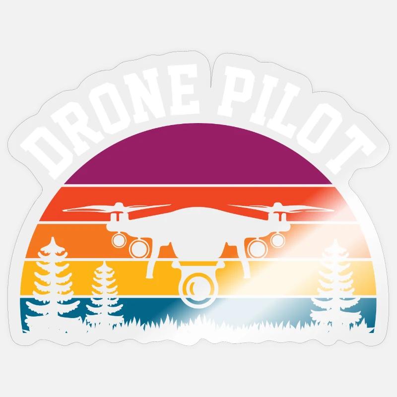 Pilote de drone - Sticker taille S (10 x 10 cm) - brillant transparent