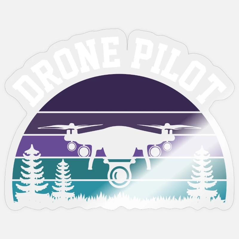 Pilote de drone - Sticker taille S (10 x 10 cm) - brillant transparent