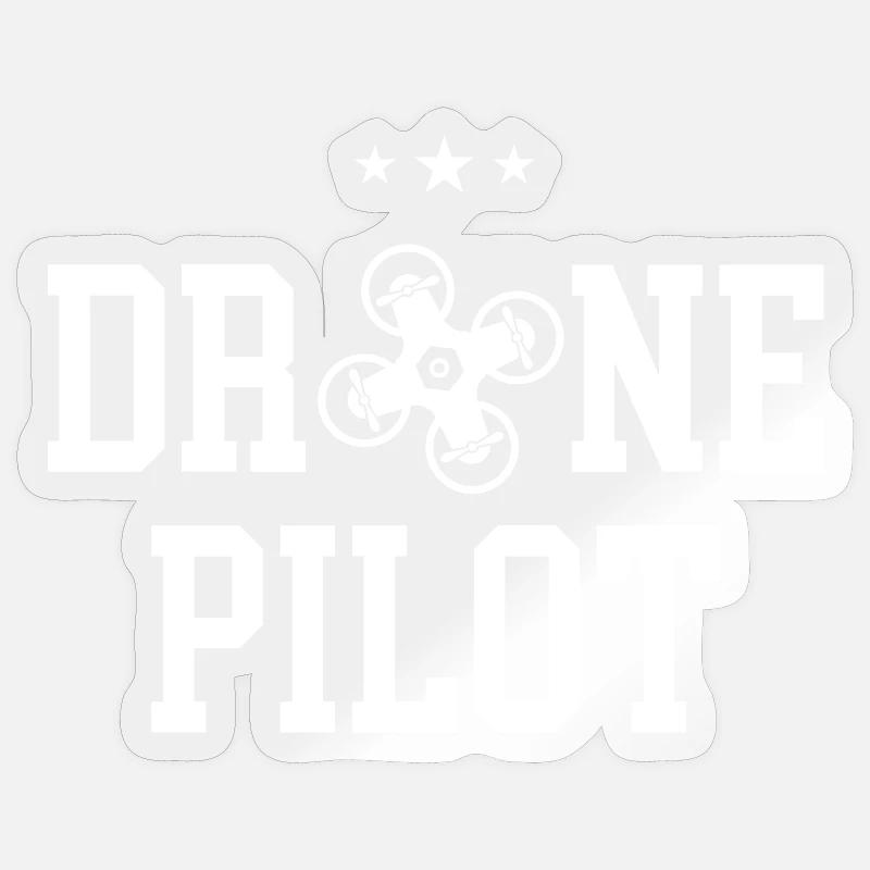 Pilote de drone - Sticker taille S (10 x 10 cm) - brillant transparent