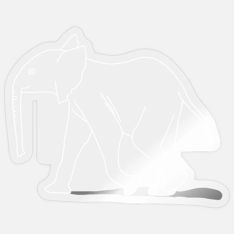 Elephant young, lineart - Sticker size S (10 x 10 cm) - transparent glossy