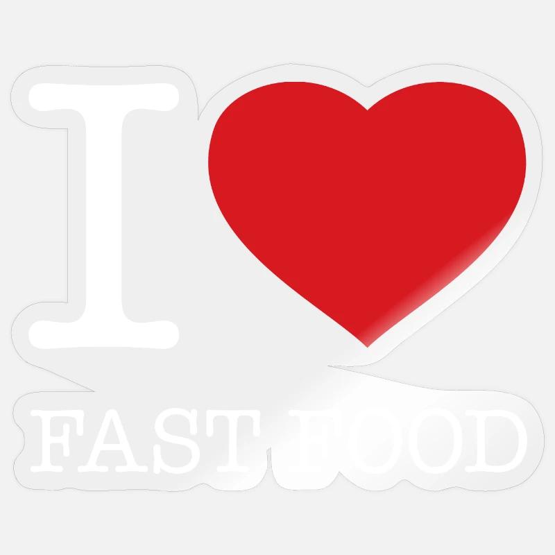 J'AIME LA RESTAURATION RAPIDE - Sticker taille S (10 x 10 cm) - brillant transparent