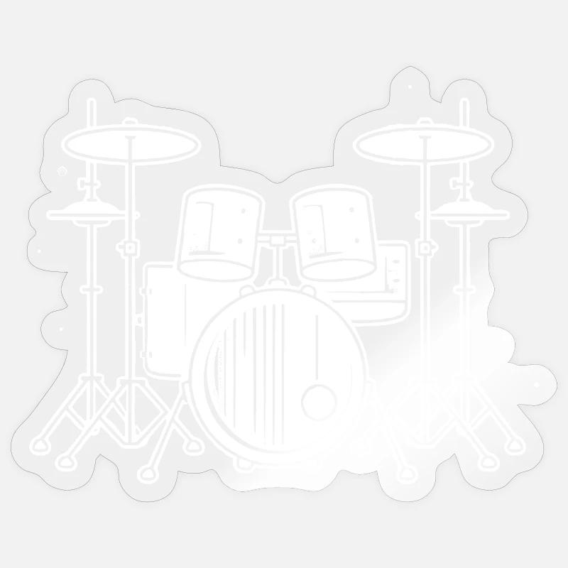 Drum Set Drawing - Sticker size S (10 x 10 cm) - transparent glossy