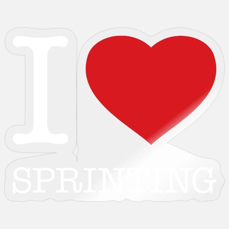 I LOVE SPRINTING - Sticker Größe S (10 x 10 cm) - Transparent glänzend