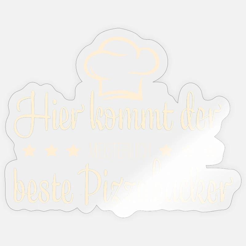 Pizzabäcker, Pizza - Sticker Größe S (10 x 10 cm) - Transparent glänzend