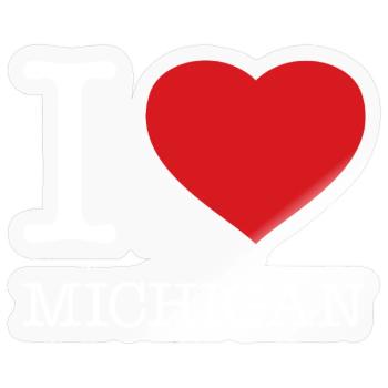 I LOVE MICHIGAN - Sticker Größe S (10 x 10 cm) - Transparent glänzend - Vorne