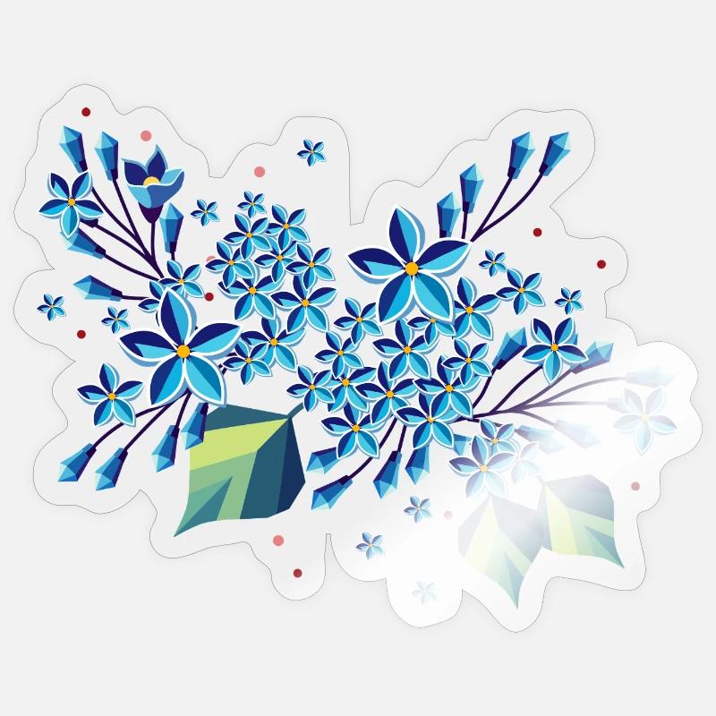 Branche de lilas – des tons bleus élégants dans un design moderne - Sticker taille S (10 x 10 cm) - brillant transparent