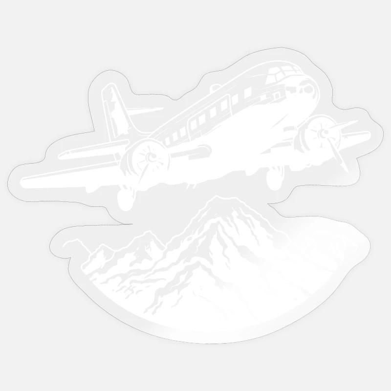 Airplane Drawing - Sticker size S (10 x 10 cm) - transparent glossy