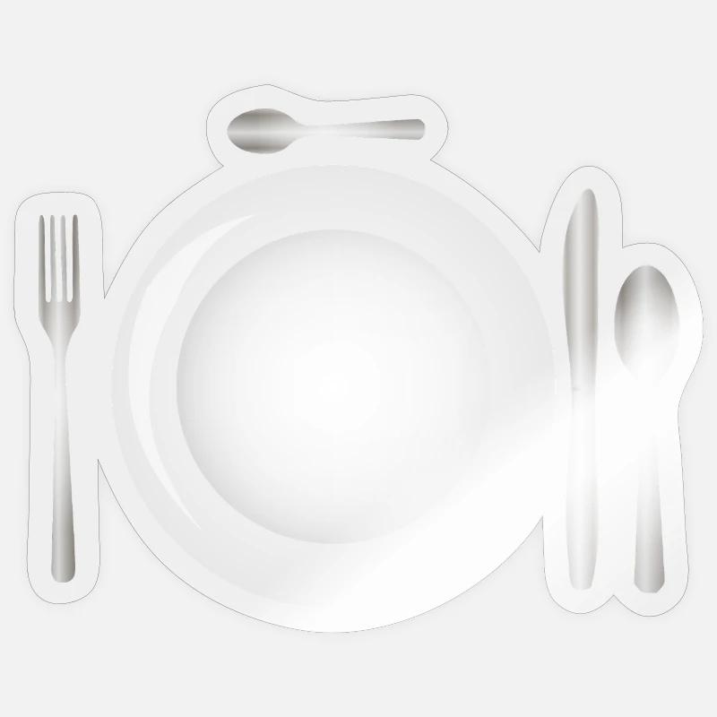Table setting with empty plate & cutlery Sticker size S (10 x 10 cm)