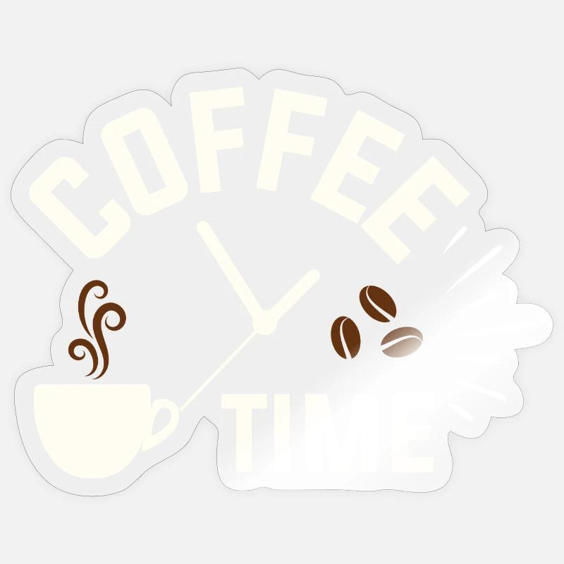 L’heure du café - Sticker taille S (10 x 10 cm) - brillant transparent