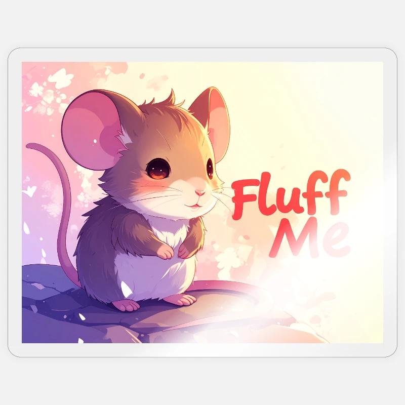 Souris Fluff me - Sticker taille S (10 x 10 cm) - brillant transparent