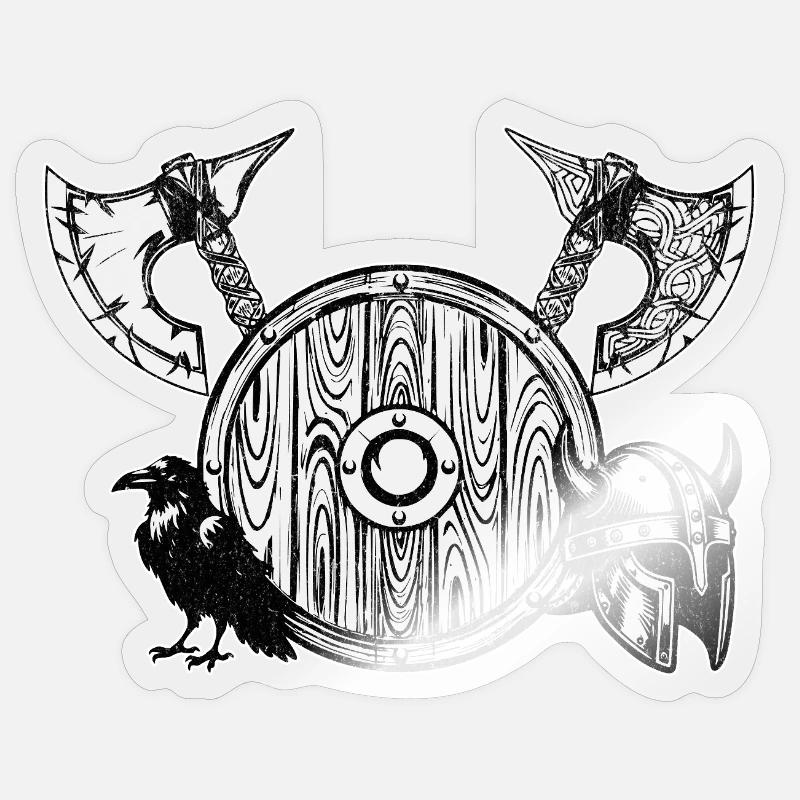 Nordic Axe and Shield - Sticker size S (10 x 10 cm) - transparent glossy