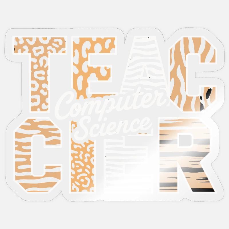 Computer Science Teacher Animal Pattern Style Sticker size S (10 x 10 cm)